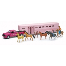 NEWRAY 15395 PINK PICK UP FIFTH WHEEL HORSE