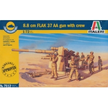 ITALERI 7512 8.8CM FLAK 37 AA GUN WITH CREW 1:72
