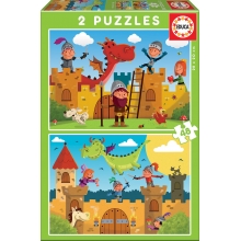 EDUCA 17151 2 PUZZLES 48 PIEZAS DRAGONES Y CABALLEROS