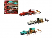 NEWRAY 54996 1:32 D C VINTAGE PICK UP W HORSE TRAILER SURTIDO