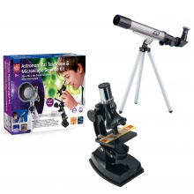 EDUTOYS TM 236 126873001 100X,300X,600X MICROSCOPE & 20X30X40X 30MM ASTRONOMICAL TELESCOPE KIT