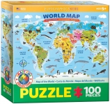 EUROGRAPHICS 6100-5554 ILLUSTRATED MAP OF THE WORLD PUZZLE 100 PIEZAS