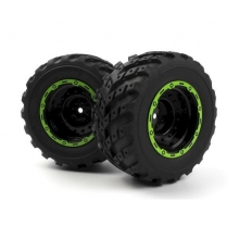 HPI 540181 BLACKZON SMYTER MT WHEELS TIRES ASSY ( BLACK GREEN 2PCS )