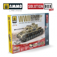 AMMO MIG JIMENEZ AMIG7902 SOLUTION BOX MINI 19 VEHICULOS ALEMANES DEL D A K DE LA SEGUNDA GUERRA MUNDIAL