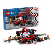 LEGO 60443 CITY PARADA EN BOXES DE F1 Y EQUIPO DE MECANICOS CON COCHE FERRARI