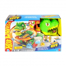 MATTEL JBM73 HOT WHEELS CITY PISTA T REX VS ESTACION DE BOMBEROS