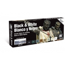 VALLEJO 70151 MODEL COLOR SET BLACK & WHITE ( 8 )