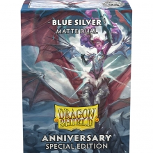 DRAGON SHIELD SLEEVES STANDARD SIZE MATTE DUAL 100 25TH SPECIAL EDITION BLUE SILVER