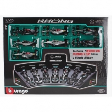 BURAGO 38170 1:43 MECEDES AMG RACE FORMULA 7 CARS IN MODEL STAND