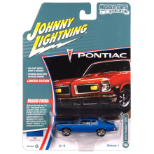 JOHNNY JLSP386B 1:64 1974 PONTIAC GTO REGATTA BLUE POLY W RWB STRIPES