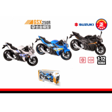 HUAYI M12-15A ALLOY MOTORCYCLE 1:12 SUZUKI GSX250R WHITE / BLUE / BLACK