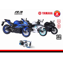 HUAYI M12-25A ALLOY MOTORCYCLE 1:12 YAMAHA R3 BLACK / BLUE / WHITE