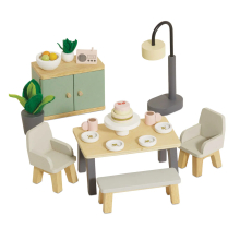 LETOYVAN ME056C WOODEN DOLLS HOUSE DINING ROOM 18 PIEZAS
