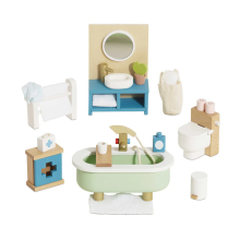 LETOYVAN ME060C WOODEN DOLLS HOUSE BATHROOM FURNITURE 19 PIEZAS